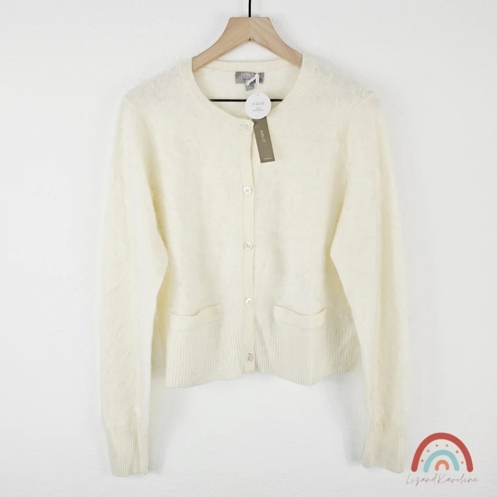 New! J. Crew Brushed Cashmere Cropped Cardigan